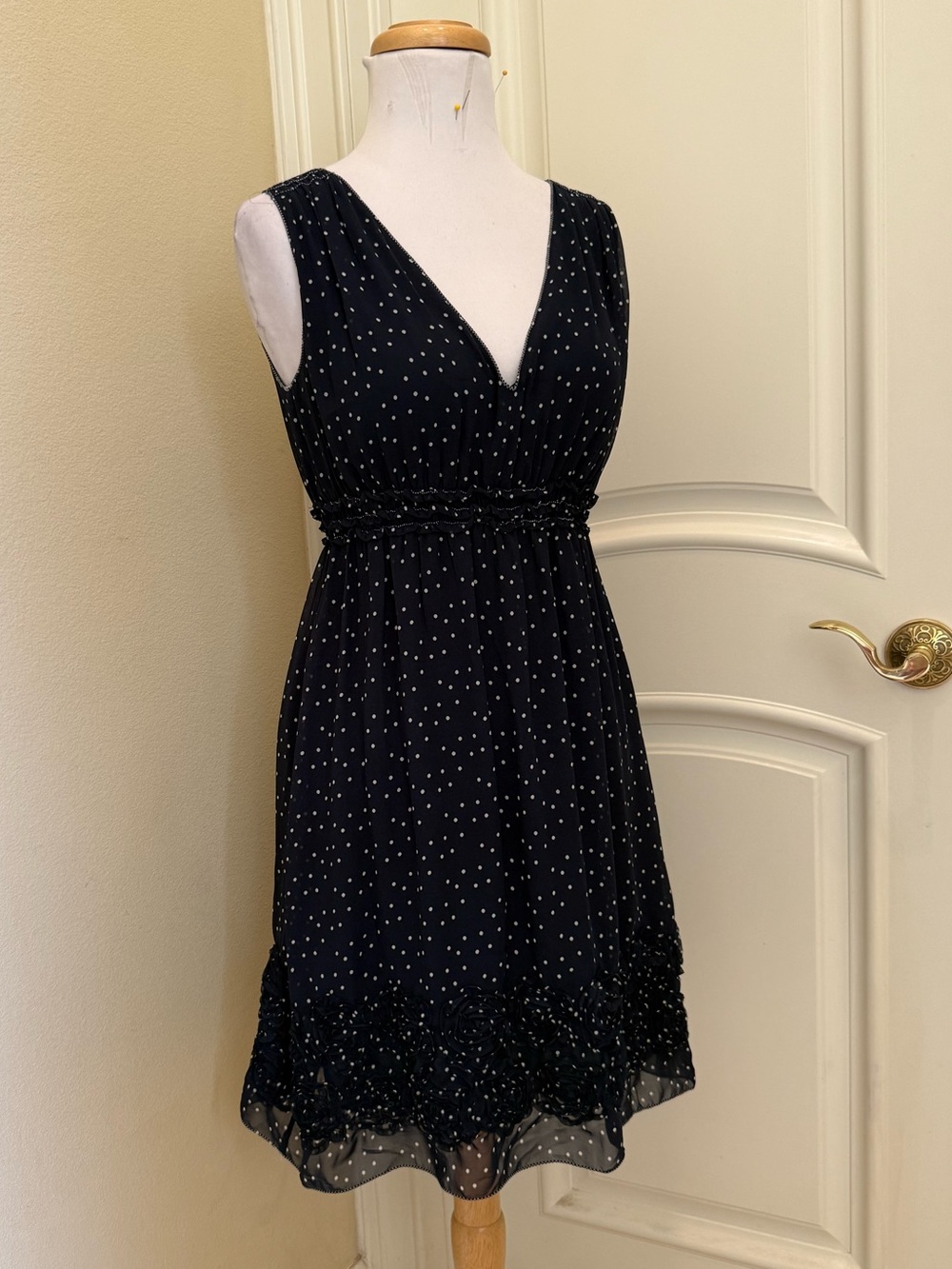 New - Sophie Max navy blue polka dot pattern dress